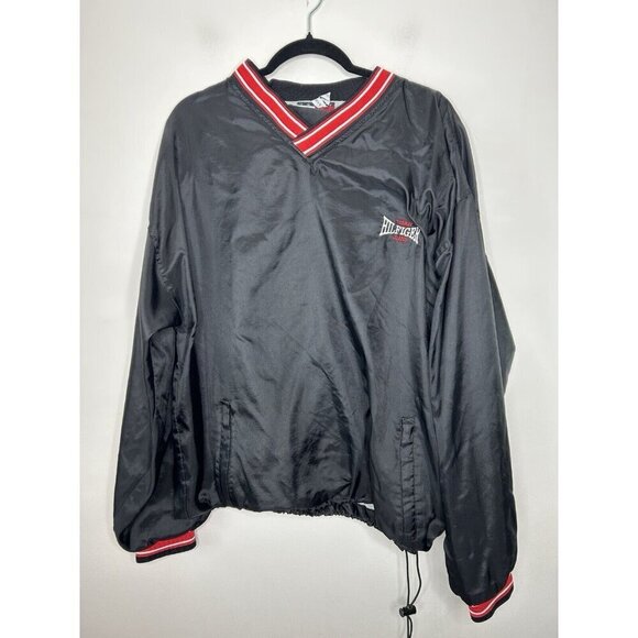 Tommy Hilfiger Windbreaker Jacket Mens Black Red Pullover Vintage 90s Size Med - Picture 1 of 8